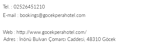 Gcek Pera Otel telefon numaralar, faks, e-mail, posta adresi ve iletiim bilgileri